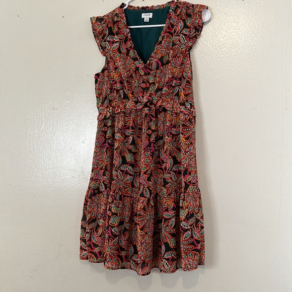 J.Crew Ruffle V-Neck Mini Dress SZ 6 - Picture 2 of 10